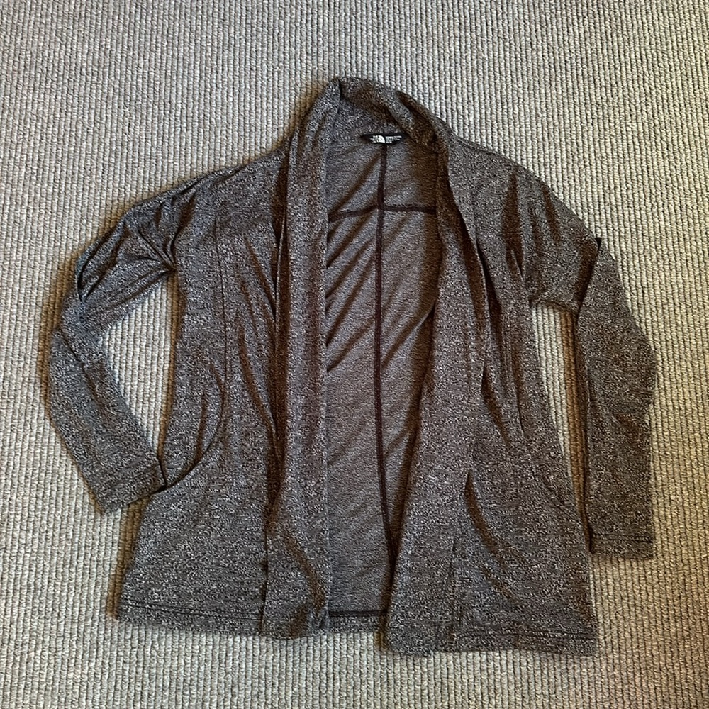The North Face Open Front Lightweight Cardigan, Charcoal Heather, Size XS